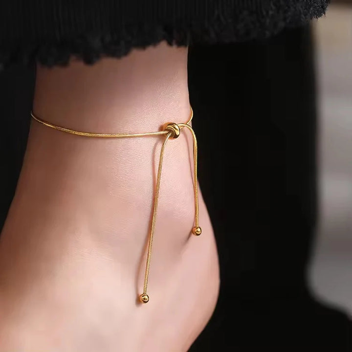 18K Gold-Plated Adjustable Snake Chain Anklet