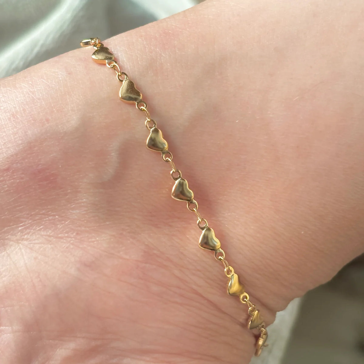 18K Gold-Plated Heart Link Anklet