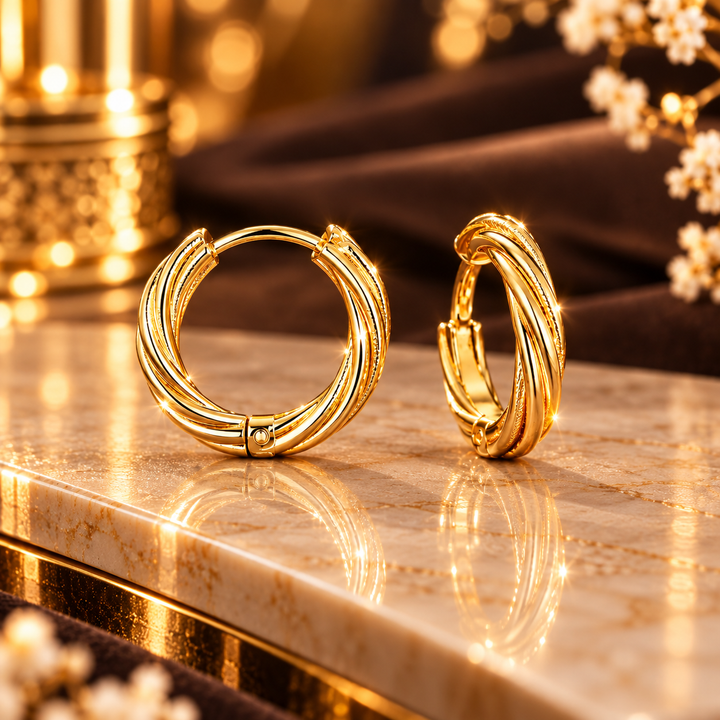 18K Gold-Plated Twisted Hoop Earrings