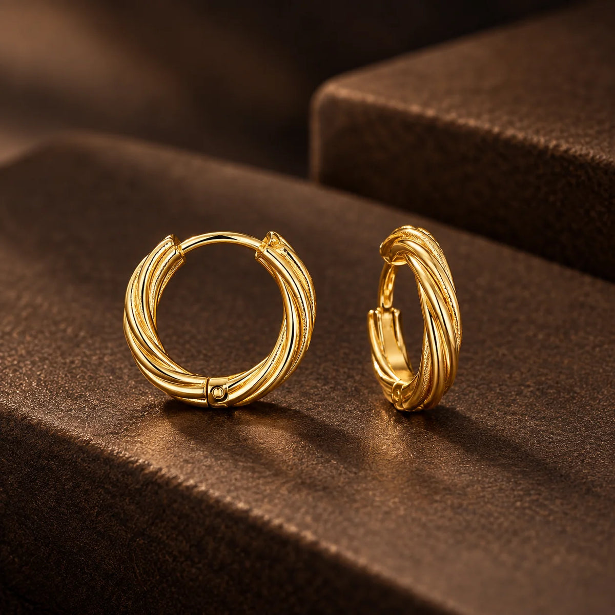 18K Gold-Plated Twisted Hoop Earrings