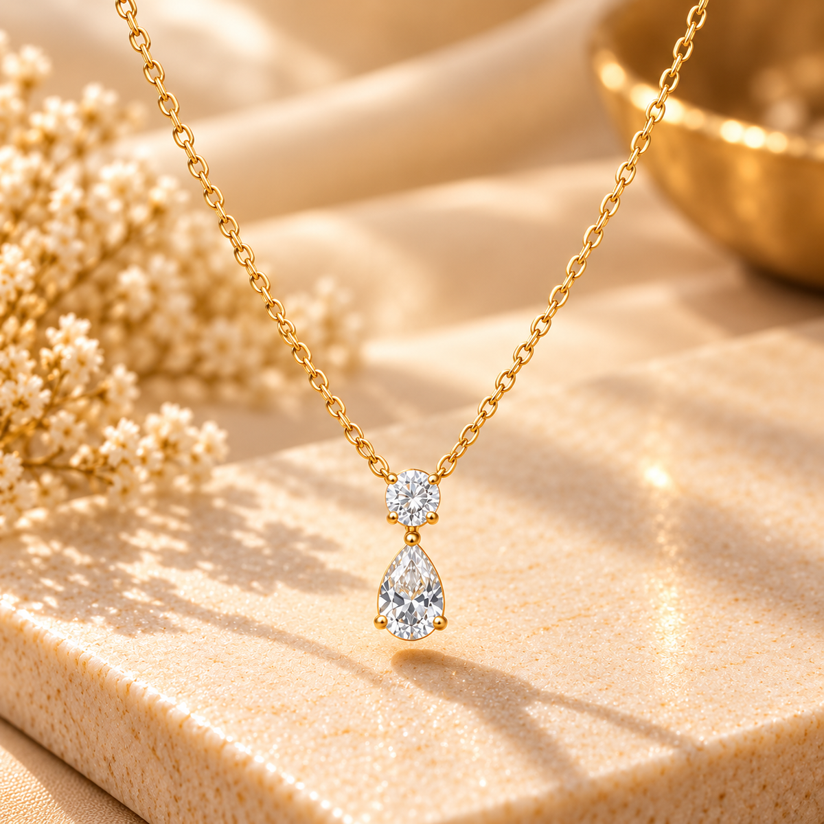 18K Gold-Plated Elara Teardrop Necklace