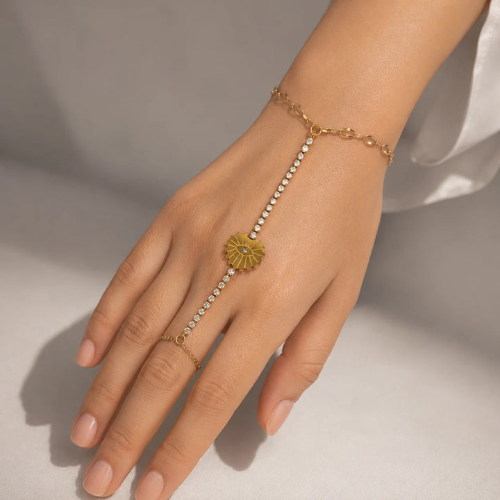 18K Gold-Plated Sunburst Hand Chain