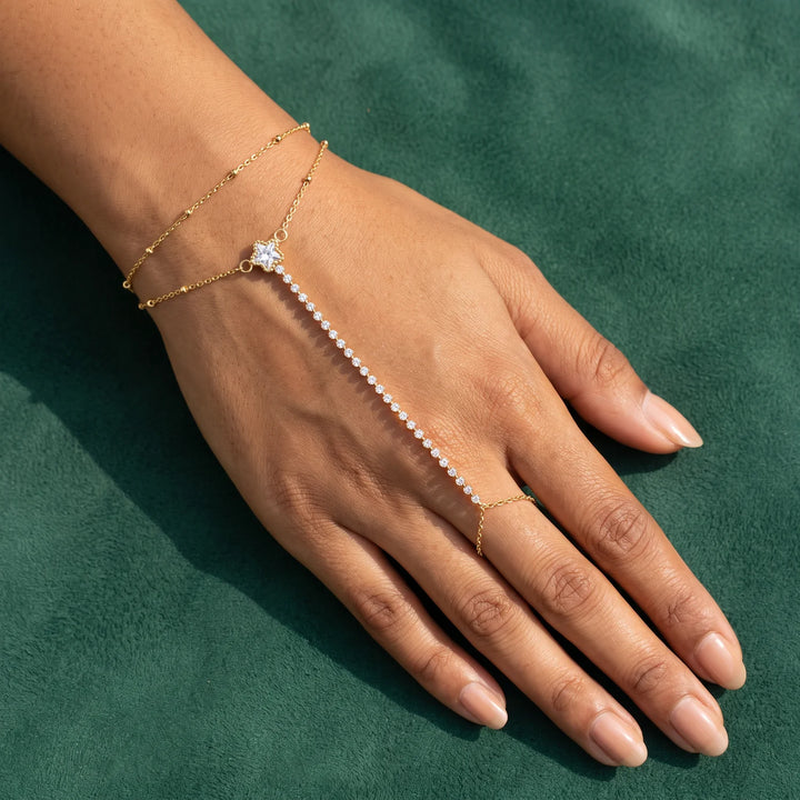 18K Gold-Plated CZ Star Hand Chain