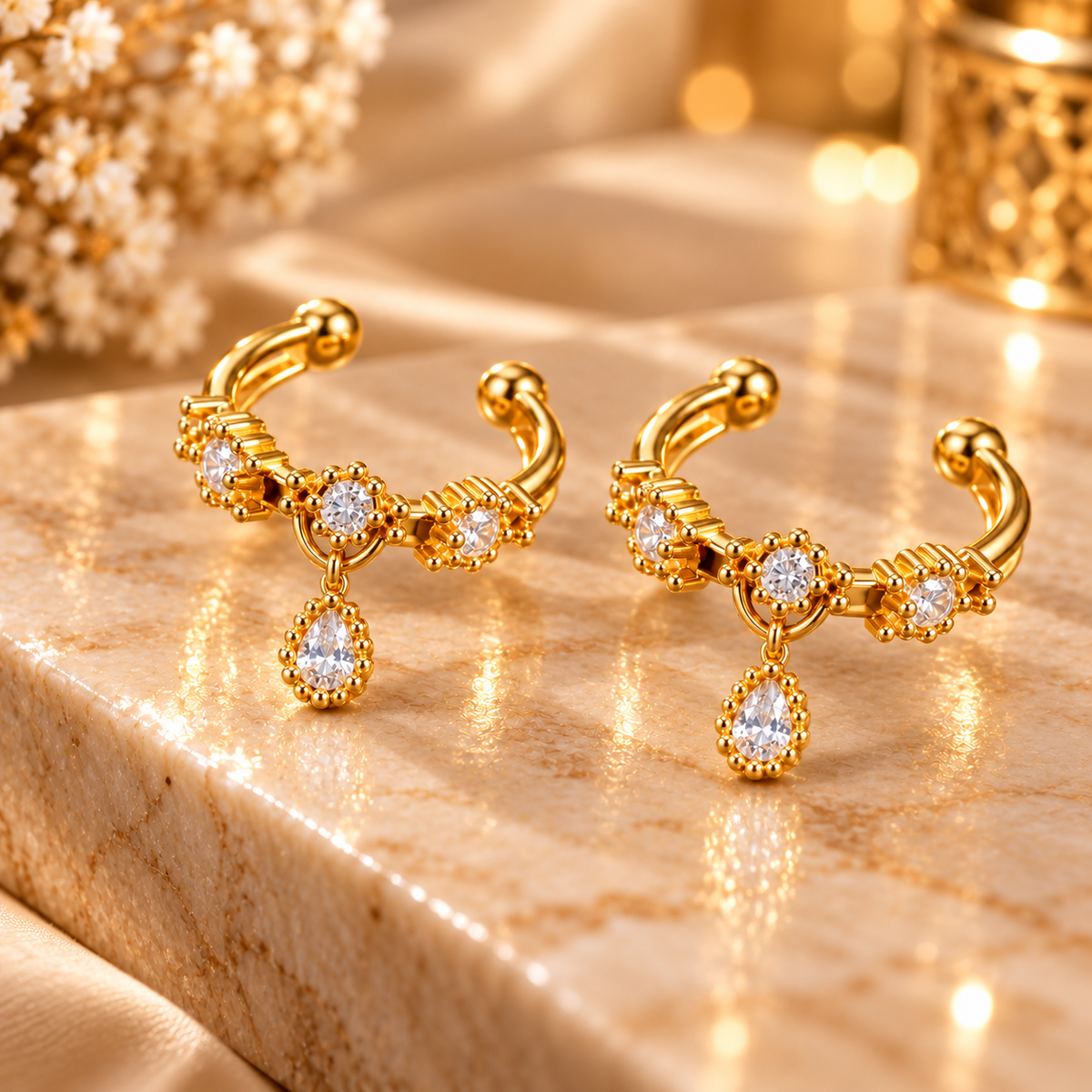 18K Gold-Plated Elara Teardrop Huggie Earrings