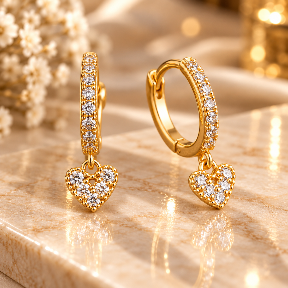 18K Gold-Plated Amora Heart Huggie Earrings
