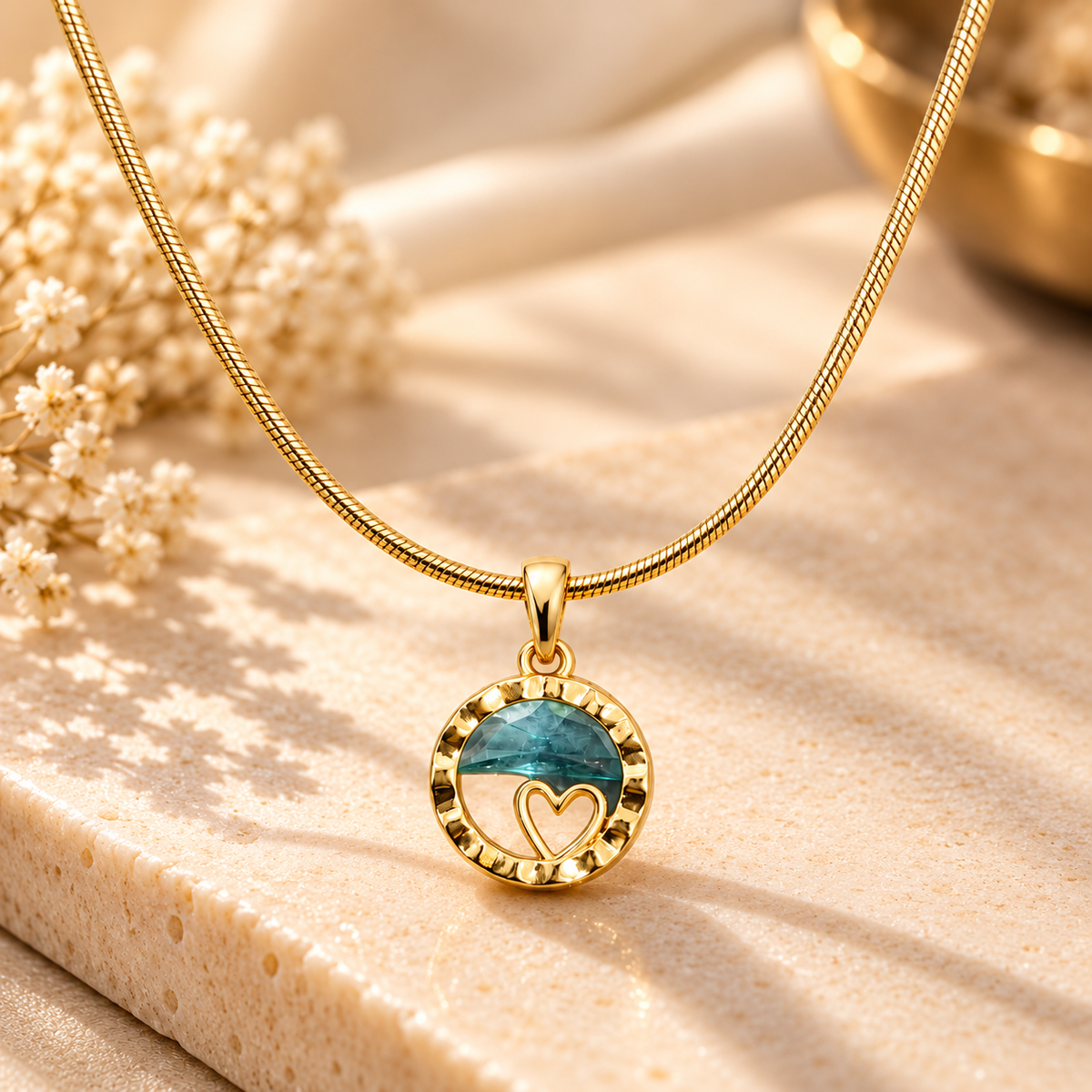 18K Gold-Plated Ocean Heart Pendant Necklace